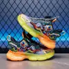 Sapatos Infantis Femininos de Malha com Fivela Giratória 2026 Outono Novo Atacado Tênis de Corrida com Luzes para Meninos Pequenos