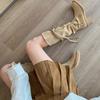 Grape Mom Studiolee Aumento de Altura 5.5cm~ Estilo Wasteland Correa Trenzada con Borlas Tacón Grueso Botas Caídas Botas Altas para Mujer