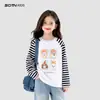 Ropa Infantil Camiseta de Manga Larga para Niñas 2026 Otoño Nuevo Estilo Tops Rayados Elegantes para Niños Ropa Casual de Otoño para Niños Grandes