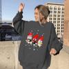 Deseo Nueva Navidad ropa de mujer tres enanitos copo de nieve estampado fuera del hombro cuello redondo suéter de polar top de mujer