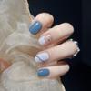 Usar uña pieza de uña postiza al por mayor Nube Blanca borde dorado manicura producto terminado popular en línea popular azul neblina parche para uña corto