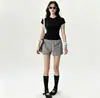 Camiseta Básica de Color Sólido Estilo Americano Top de Yoga Malla Lateral Secado Rápido Pantalones Cortos Deportivos Conjunto Casual de Fitness para Mujer Verano
