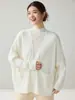 Cárdigan de punto de cachemira texturizado para mujer, cuello en V, manga larga, con bolsillos, estilo holgado y relajado, casual y versátil, sin botones