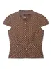 2026 Nova Roupa Feminina de Verão Estilo Europeu e Americano Camisa com Gola Alta Ajuste na Cintura Manga Curta Poá Slim Fit Popeline