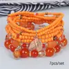 Pulseira Boêmia Étnica para Mulheres, Conjunto de Miçangas Coloridas de Arroz com Turquesa Multicamadas, Pulseira de Turquesa no Atacado