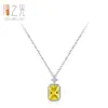 Colar com Pingente de Zircônia Amarelo Limão Fresco em Prata de Lei S925 para Mulheres, Acessório de Pescoço Elegante e Luxuoso de Estilo Minimalista de Nicho