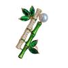 Nova Broche de Bambu Imitando Jaspe Natural Estilo Chinês Pingente de Dupla Utilização Broche de Corsage de Seção de Bambu com Pérola Feminino Elegante para Casaco
