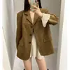 Enviado: Blazer retro chic coreano de gamuza para mujer, nuevo otoño 2026, top casual holgado