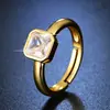 Anel quadrado de diamante aberto design de nicho estilo frio anel do dedo indicador luxo leve francês zircônia micro cravejada super brilhante moda