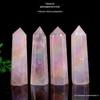 Atacado coluna de cristal natural galvanoplastia cor pó Coluna de cristal pedra bruta moagem de um único pontiagudo prisma hexagonal ornamentos de decoração de escritório