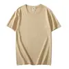 Camiseta de Algodón Peinado de Manga Corta de 180 g, Color Sólido, Prenda Superior Lisa para Parejas, Camisa Fina de Algodón Puro, Cuello Redondo para Hombre