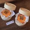 Caqui de Otoño Mochi de Nieve Mini Cesta Vaporera Decoración de Pastel Cesta Vaporera Tejida de Bambú Caja Pequeña para Pastel de Caqui Cesta de Mano