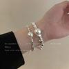BR-1 plata rota varios dos alto imitación conchas perlas pulsera irregular viento frío personalidad moda temperamento pulsera red