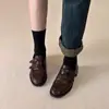 Mocasines de Piel Suave con Tacón Grueso para Mujer, Corte Profundo, para Viajar, con Velcro, Slip-on, Zapatos Planos de Moda, Nueva Colección Primavera/Otoño 2026
