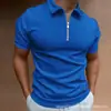 Camisa Polo de Verano 2025 para Hombre de Amazon Transfronterizo Color Sólido Manga Corta Camiseta Lel Top Casual Ropa Masculina Europea y Americana