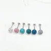 Aretes Redondos Shambala de Aleación de Titanio G23 con Diamantes Completos, Tornillo Interno, Labret con Base Plana, Clavos para Cartílago de la Oreja con Diamantes, Joyería para Piercings
