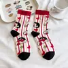 Calcetines de dibujos animados de algodón peinado para niños, bonitos calcetines de tubo medio para mujer, calcetines de moda de dibujos animados, calcetines casuales para hombres y mujeres, venta al por mayor transfronteriza
