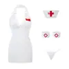 Talla grande Lencería Sexy Solapa Escote Profundo Correa en la Espalda Vestido de Enfermera Femenina Cosplay Tentación 90.00kg Uniforme