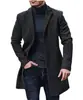 Novo Casaco de Lã Masculino para Comércio Exterior, Estilo Coreano, Cor Sólida, Casual, Comprimento Médio, Gabardine de Botão Único