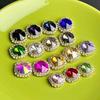 Hebilla de cristal con borde de diamante cosido a mano, estilo chino, redonda, de cristal, con diamantes de imitación, hecha a mano, accesorios para vestido de novia DIY