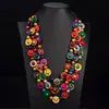 Colar estilo étnico boêmio pingente de casca de coco contas coloridas multicamadas vintage tecido à mão longo colar joia feminina