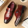 Zapatos de Vestir de Cuero con Grano de Cocodrilo para Hombre Cuero Genuino Estilo Británico Formal Boda Novio Mocasines sin Cordones Venta al por Mayor Transfronteriza Talla Grande