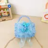 Bolsa Infantil con Lazo 2026 Nueva Bolso Cruzado para Niñas, Bolso de Mano con Perlas, Bolso de Princesa, Monedero Pequeño Estilo Chanel