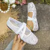 Sapatos Baixos de Renda de Tamanho Grande Transfronteiriços para Mulheres 2026 Verão Novo Estilo Sapatos Mary Jane Malha Raso Slip-On Sapatos Femininos