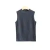 Procesamiento PersonalizadoEstilo Simple y Elegante Nuevo Otoño Chaleco de Punto sin Mangas Cuello Redondo para Mujer Tejido de Lana