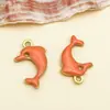 Colgante de delfín de esmalte de doble cara de acero inoxidable para pendientes, pulseras, llaveros y joyería hechos a mano para DIY