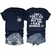 No Puedes Arreglar la Estupidez Camiseta Básica Redonda de Calavera con Mano Divertida para Mujer Manga Corta Holgada