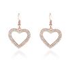 Pendientes coreanos de temperamento con diamantes de imitación de amor, personalidad de dama, corazón de melocotón lleno de diamantes, pendientes de viento frío, joyería para la oreja al por mayor