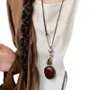 Collar Colgante de Cuentas de Madera Estilo Étnico Retro, Elegante de Moda, Cadena Clavicular de Nicho, Versátil con Estilo, Joyería de Alta Gama para Mujeres
