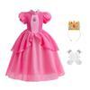 Traje de Performance Cosplay para Comércio Transfronteiriço Vestido de Princesa Brigitte Infantil Vestido de Princesa Peach Menina Mario