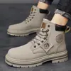 Botas Martin de Cabeza Grande Transfronterizas para Hombre Otoño e Invierno Botas de Trabajo de Caña Alta Zapatos de Hombre Estilo Británico Retro Zapatos Calefactables