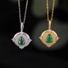 Yilu Silver S925 Sterling Silver Jade Banhado A Ouro Vintage Fashion Entry Luxo Folu Gourd Wheat Ear Pendant Temperamento Pingente de Prata