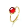 Anillo de granate moxanbi natural simple, redondo, chapado en oro, plata 925, estilo japonés Mori Girl, pulsera geométrica.