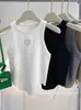 Dopamine Ropa de Verano Camisola de Punto Bordada Americana para Mujer Ajustada Adelgazante Corta Irregular