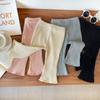Ins Nuevos Pantalones Acampanados para Niñas y Bebés Color Puro Elásticos Leggings de Foso Estilo Coreano Pantalones Casuales Hongo