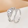 Anillo de compromiso de moda en stock para mujer, anillo de compromiso con incrustaciones de diamante de estilo europeo y americano, anillo de compromiso con diamantes brillantes, joyería