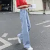 Pantalones de pierna ancha ajustados de cintura alta, jeans retro estilo americano para mujer, nuevos pantalones rectos holgados de primavera y otoño para tipo de cuerpo pera