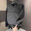 Moletom Amazon transfronteiriço pesado 100% algodão 260g gola redonda para homens e mulheres, design em relevo, corte solto, moletom de manga comprida, camiseta básica