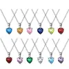 Bestseller transfronterizo Collar Whalexi de plata de ley S925, collar de corazón de circonita con piedra de nacimiento del zodíaco de doce colores
