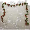Simulación rosa pequeña ratán plástico flor de seda tubo techo decoración del hogar ratán flor artificial hoja verde flor de peonía tira