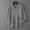 Nuevo Suéter de Lana 100% Pura para Hombre Otoño/Invierno, Suéter Tejido con Cuello POLO, Suéter de Cachemira Holgado para Negocios Casual