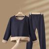 Roupa Térmica de Lã de Camelo para Homens, Espessada com Lã Térmica Adicionada, Retém o Calor e à Prova de Frio, Adequada para Meia-Idade e Idosos, Conjunto de Outono para Homens e Mulheres