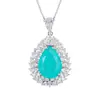 Huabi Joyería Base de Cobre Chapado en Oro Set Europeo y Americano Gema de Imitación Colgante de Gota de Agua Anillo con Incrustaciones de Diamante Set 13*18