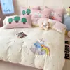 Conjunto de quatro peças de alta qualidade 100% algodão, capa de edredom 100% algodão, conjunto de três peças estilo lençol de dormitório, roupa de cama infantil com desenho animado, Classe A