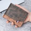 Nueva cartera corta con bisagras y costuras para hombre, elegante, dos en uno, esmerilada, multitarjeta, gran capacidad, multicapa