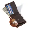 Billetera para Hombre de Cuero Crazy Horse de Primera Capa, Corta, Retro, de Piel de Vaca, para Negocios Casual, con Ranura para Monedas de Broche